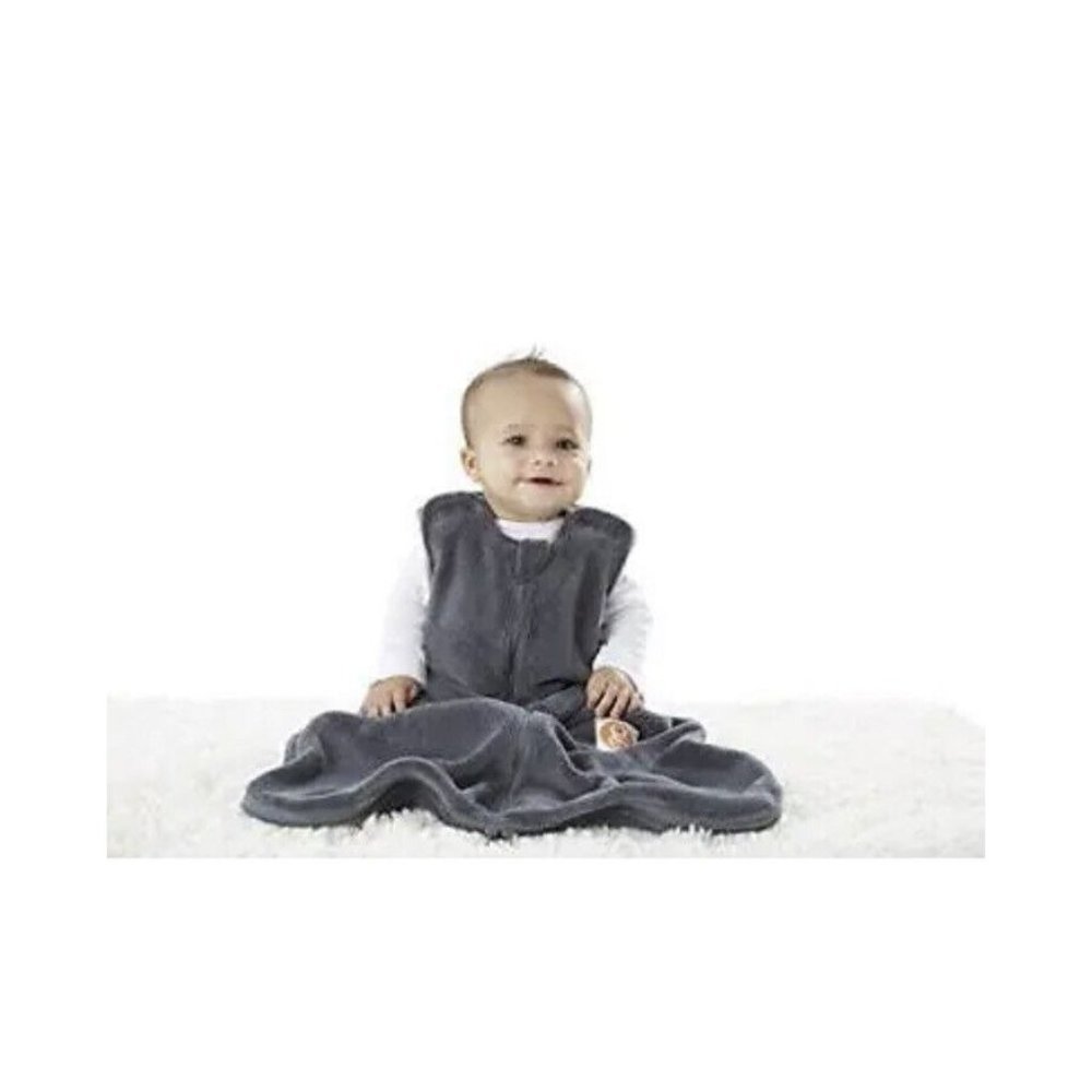 GUNAMUNA Unisex Fleece Wearable Blanket Baby Sleeping Bag, Charcoal Grey, 0-9 Mo
